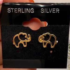 Gold Elephant Sterling Silver Earrings